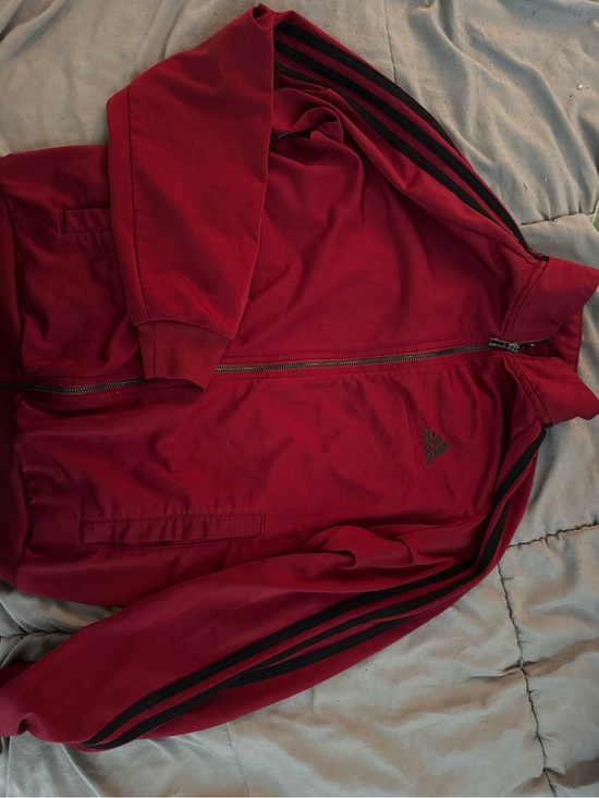 adidas Other - adidas Red Track Jacket with Black Stripes